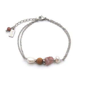 0517-aarbei/parel/olijf armband